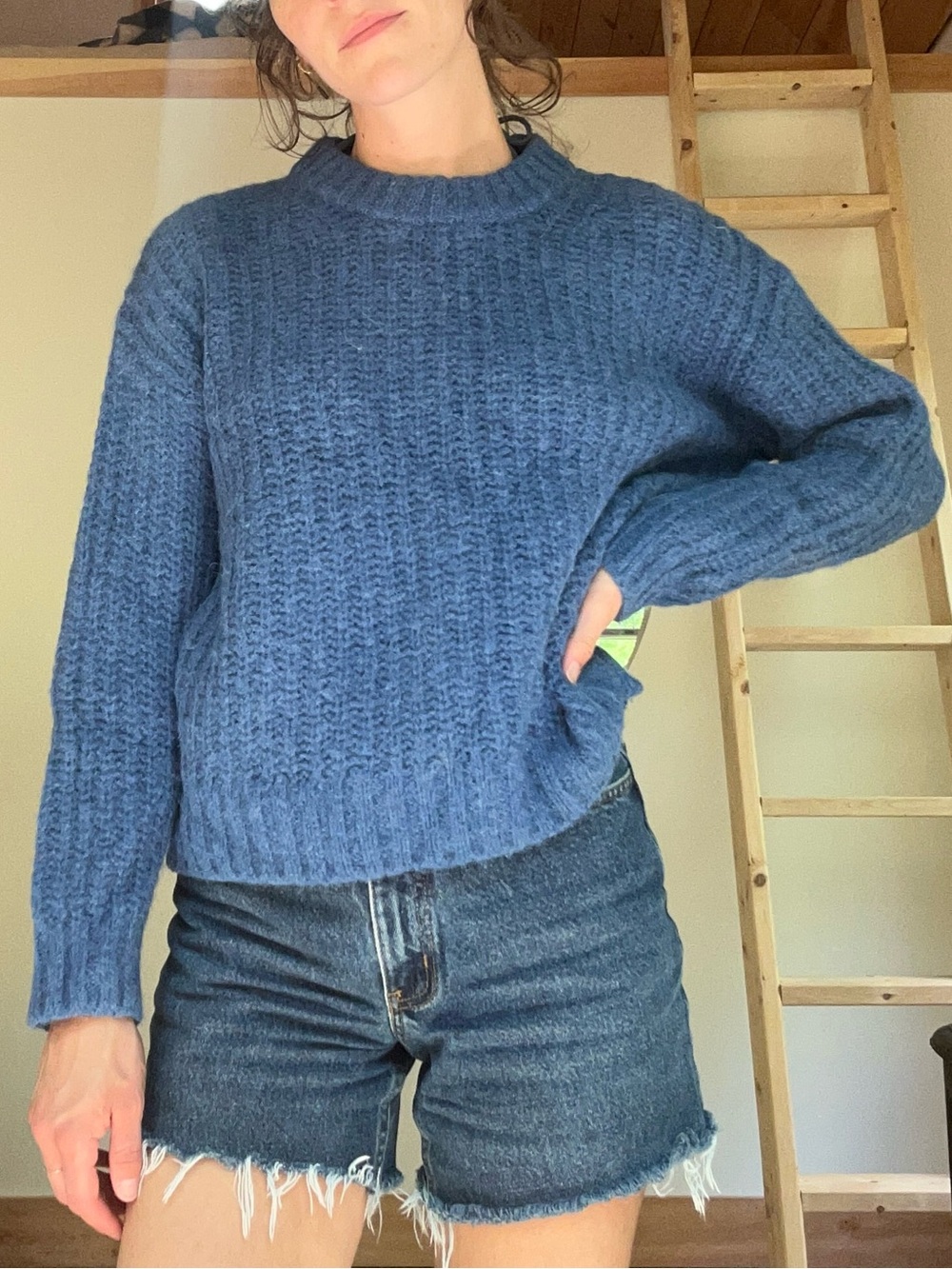 Sezane Jose Jumper in Azure Blue with Alpaca Wool Blend - Picture 2 of 5